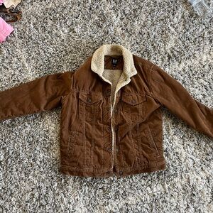 GAP Brown Jean Jacket with Sherpa Collar